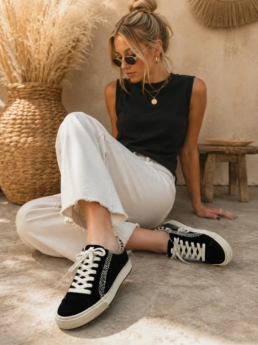Madewell Black Suede Sneakers with White Soles